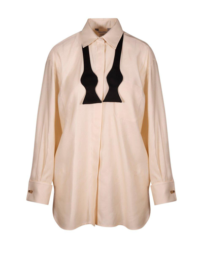 Shop Max Mara Collared Long-sleeve Shirt In Bianco Tela