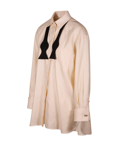 Shop Max Mara Collared Long-sleeve Shirt In Bianco Tela