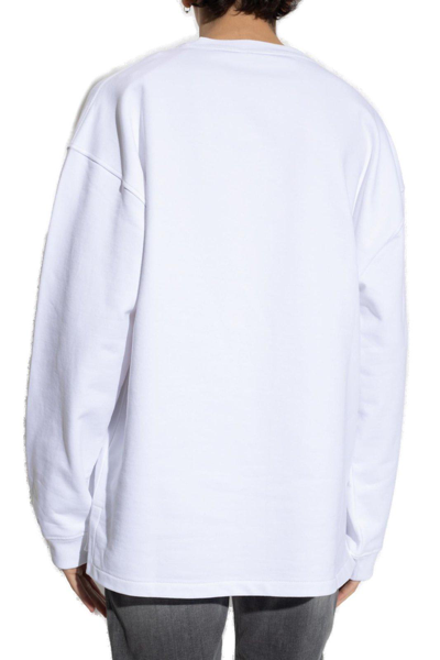 Shop Diesel Logo Printed Crewneck Sweatshirt In White