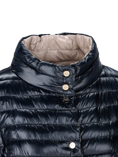 Shop Herno Reversible Button-up Padded Down Jacket In Blue Grey