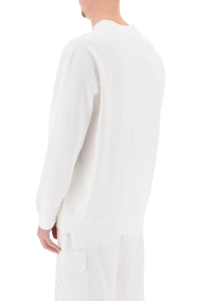 Shop Brunello Cucinelli Logo Embroidered Crewneck Sweatshirt In Off White
