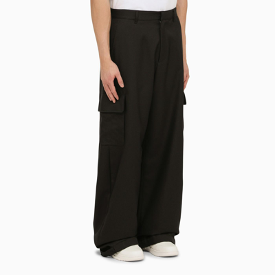 Shop Off-white Black Denim Cargo Trousers In Black Blac
