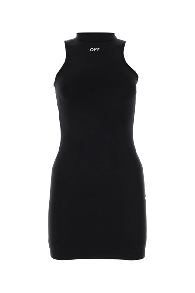 Shop Off-white Black Stretch Nylon Mini Dress In Black Whit