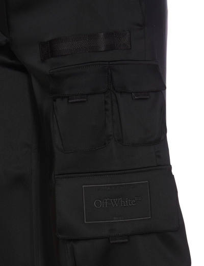 Shop Off-white Straight Leg Cargo Trousers In Black Blac