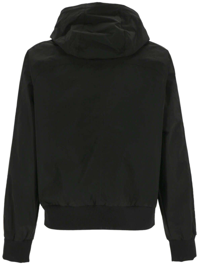 Shop Palm Angels Logo Embroidered Hooded Jacket In Black Off