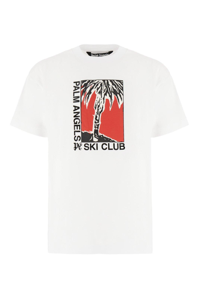 Shop Palm Angels Ski Club Graphic Printed T-shirt In White Blac