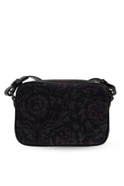 Shop Versace Barocco Athena Zipped Messenger Bag In E Black Rutenio