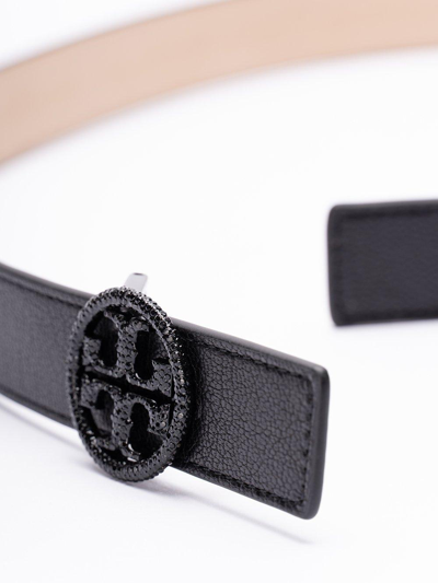 Shop Tory Burch Miller Embellished Belt In Perfect Black / Jet
