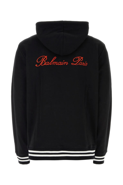 Shop Balmain Black Cotton Sweatshirt In Eka Noir Rouge