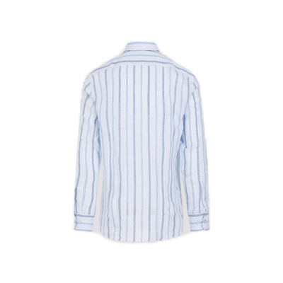 Shop Etro Logo Embroidered Striped Shirt