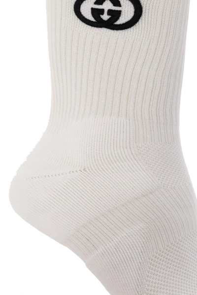 Shop Gucci Interlocking G Stretched Ankle Socks In White
