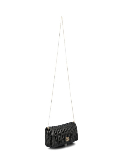 Shop Miu Miu Matelass?-effect Chain-linked Mini Shoulder Bag In Nero