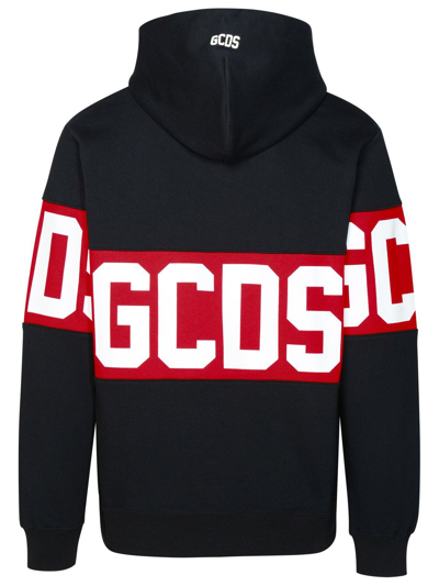 Shop Gcds Logo Printed Drawstring Hoodie In Nero