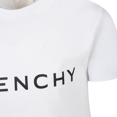 Shop Givenchy White T-shirt For Kids With Logo In Bianco