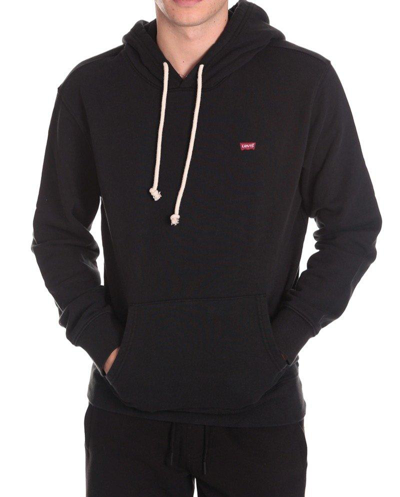 Shop Levi's Logo Patch Drawstring Hoodie In Mineral Black