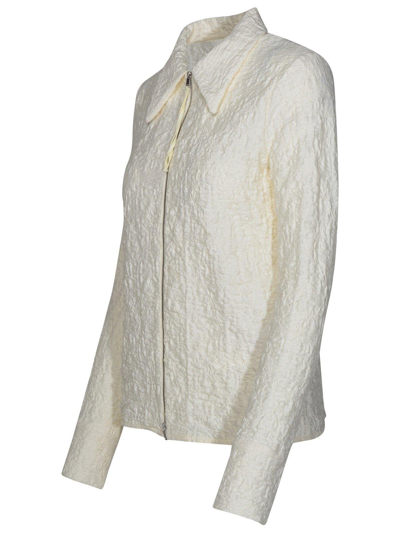 Shop Jil Sander Zip-up Crinkled Shirt In Bianco