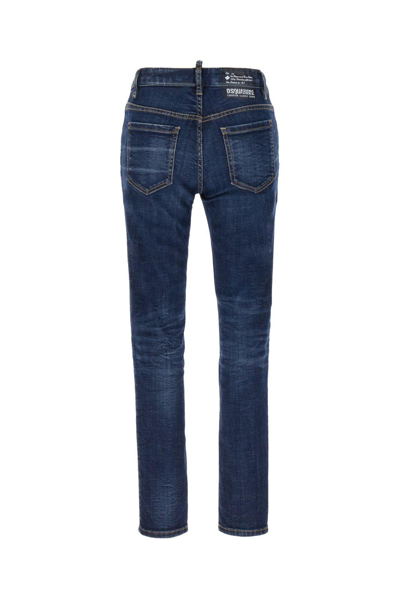 Shop Dsquared2 Low Rise Skinny Fit Jeans In Navy Blue