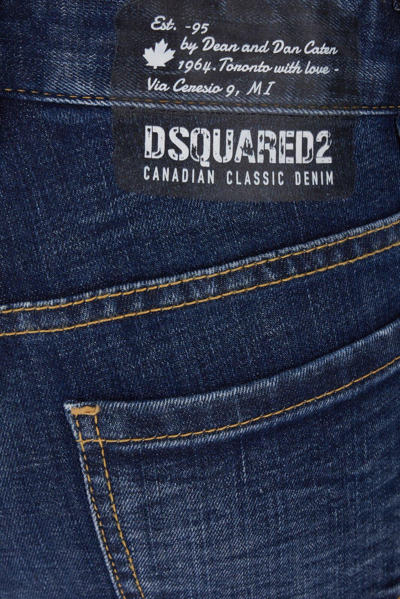 Shop Dsquared2 Low Rise Skinny Fit Jeans In Navy Blue