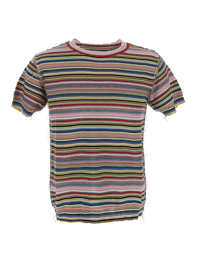 Shop Maison Margiela Stripe Knit T-shirt In Multicolore