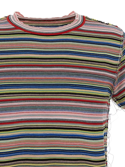 Shop Maison Margiela Stripe Knit T-shirt In Multicolore
