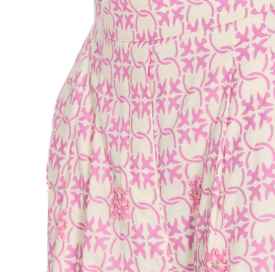Shop Pinko Allover Logo Printed Embellished Shorts In Bianco E Rosa
