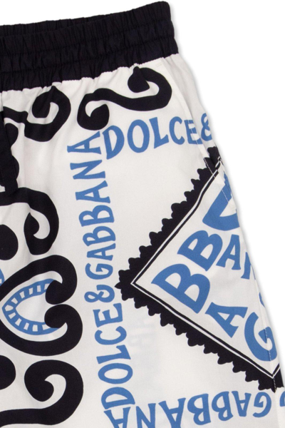 Shop Dolce & Gabbana Marina-printed Drawstring Poplin Shorts In Celeste