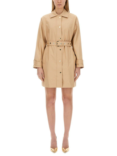 Shop Michael Kors Belted Twill Trench Coat In Beige