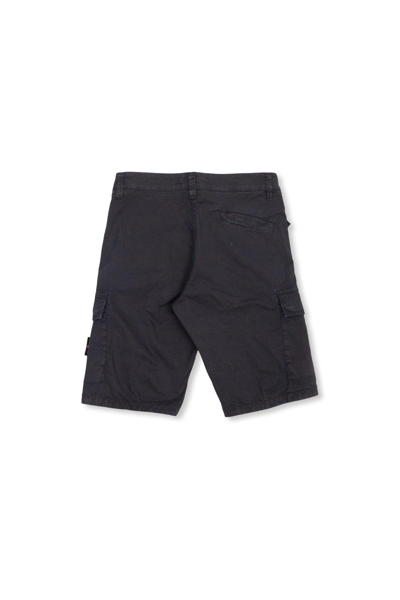 Shop Stone Island Compass Patch Knee-length Cargo Shorts In Blu Navy