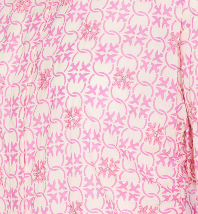 Shop Pinko Logo Printed Embellished Buttoned Shirt In Bianco E Rosa