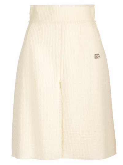 Shop Dolce & Gabbana Logo Plaque Mini Skirt In Panna