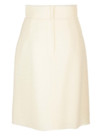 Shop Dolce & Gabbana Logo Plaque Mini Skirt In Panna