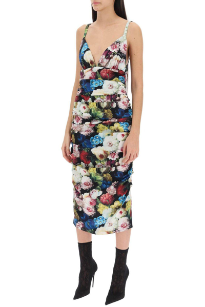 Shop Dolce & Gabbana Floral Printed Slip Dress In Multicolore