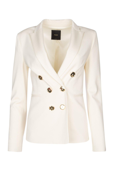 Shop Pinko Double-breasted Tailored Blazer In Bianco