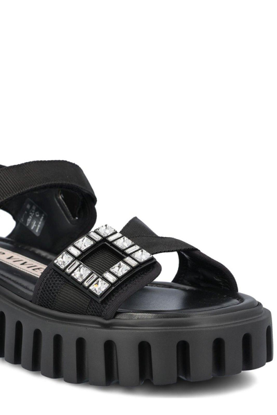 Shop Roger Vivier Embellished Sandals In Black