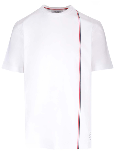 Shop Thom Browne Rwb Striped Crewneck T-shirt In White