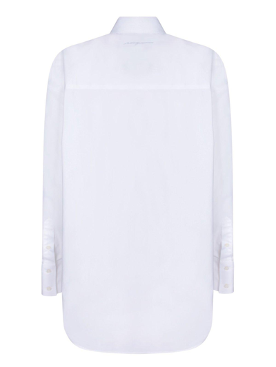 Shop Msgm Daisy Detailed Long Sleeved Buttoned Shirt In Bianco