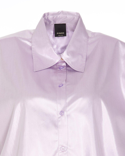 Shop Pinko Cadmo Laminated Sleeveless Shirt In Lilla
