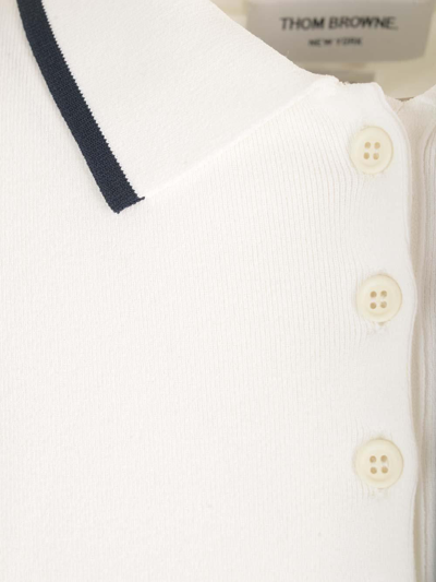 Shop Thom Browne Rib-stitch Short-sleeved Polo Shirt In White
