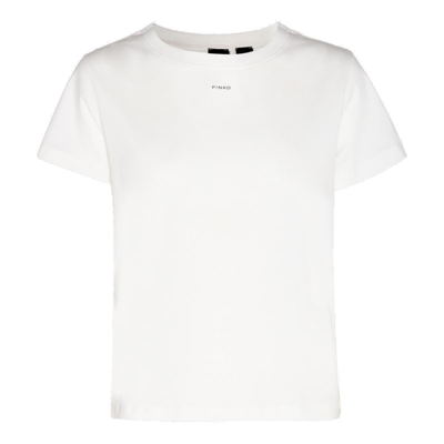 Shop Pinko Mini Logo Crewneck T-shirt In Bianco