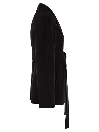 Shop Sportmax Double-breasted Belted Coat In Nero