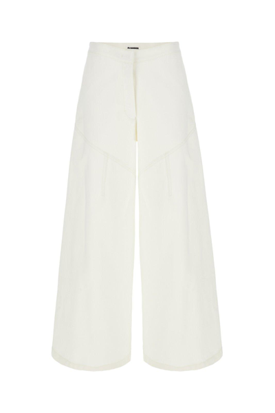 Shop Jil Sander High Waist Wide Leg Trousers In Bianco