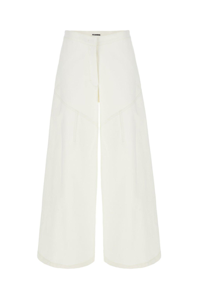 Jil Sander Wide-leg Tailored Cropped Trousers In Bianco