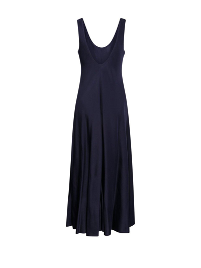 Shop Forte Forte Scoop Neck Pleated Dress In Blu
