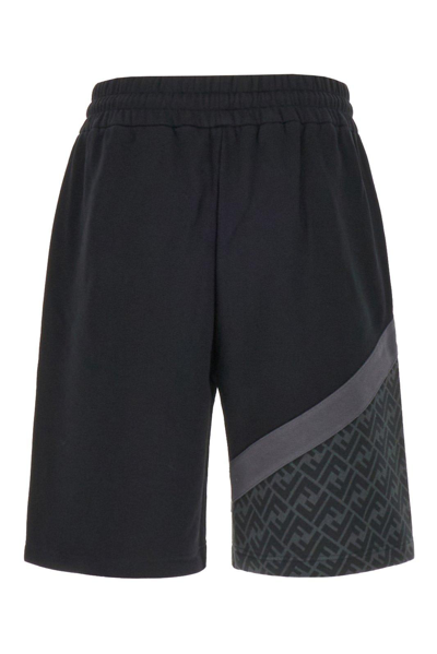 Shop Fendi Elastic Drawstring Waist Bermuda Shorts In Grey