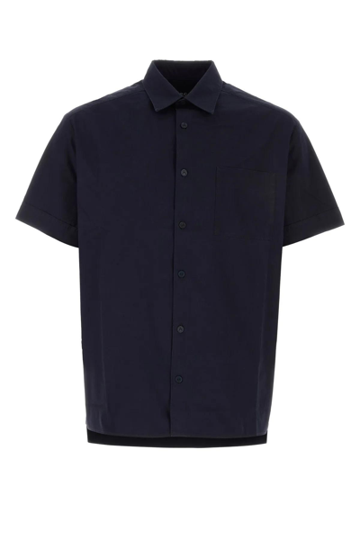 Shop Apc Dark Blue Poplin Ross Shirt In Dark Navy