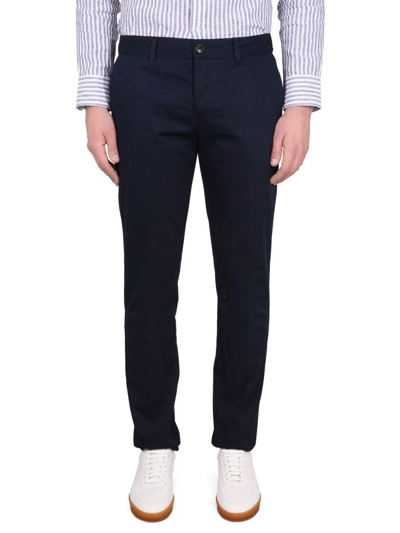 Shop Ami Alexandre Mattiussi Button Detailed Slim Fit Pants In Blue