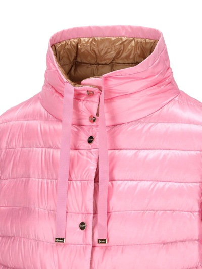 Shop Herno Funnel Neck Reversible Puffer Jacket In Pink