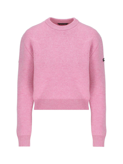 Shop Balenciaga Logo Patch Knitted Jumper In Pink
