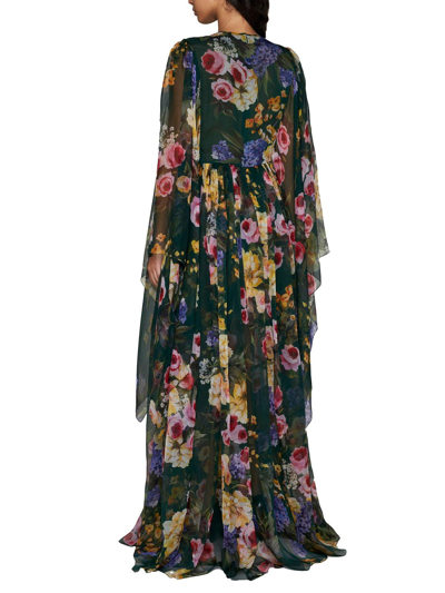 Shop Dolce & Gabbana Floral Printed Maxi Dress In Yb Fondo Verde