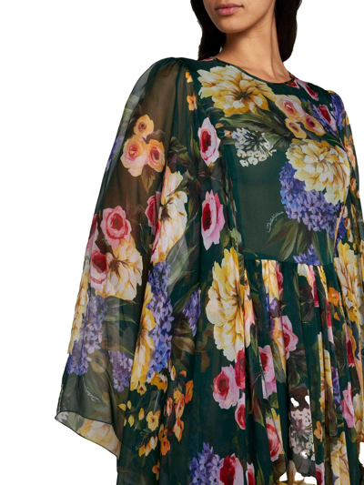 Shop Dolce & Gabbana Floral Printed Maxi Dress In Yb Fondo Verde